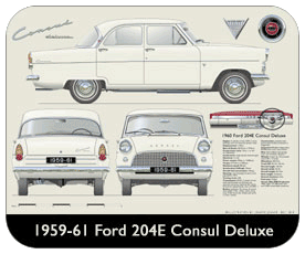 Ford Consul 204E Deluxe 1959-61 Place Mat, Small